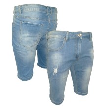 Pantaloncini Uomo Bermuda Jeans Shorts Strappati Pantaloni Corti Cotone 8189