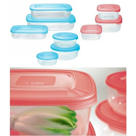 Set 3 contenitori per alimenti cibo in plastica con coperchio Contenitore Frigo