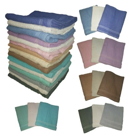 Asciugamani bagno set 12 pezzi 6 grandi 6 piccoli Vari Colori Vivaci 100% cotone