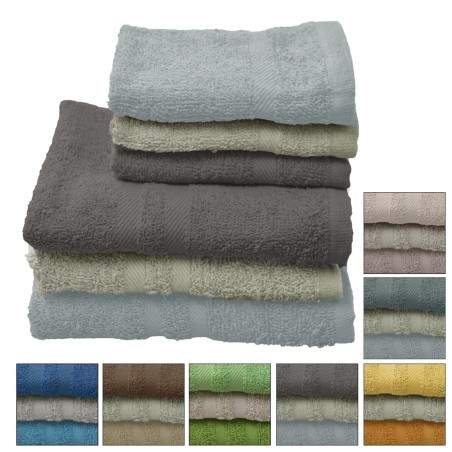 Asciugamani bagno set 6 pezzi 3 grandi 3 piccoli Vari Colori Vivaci 100% cotone